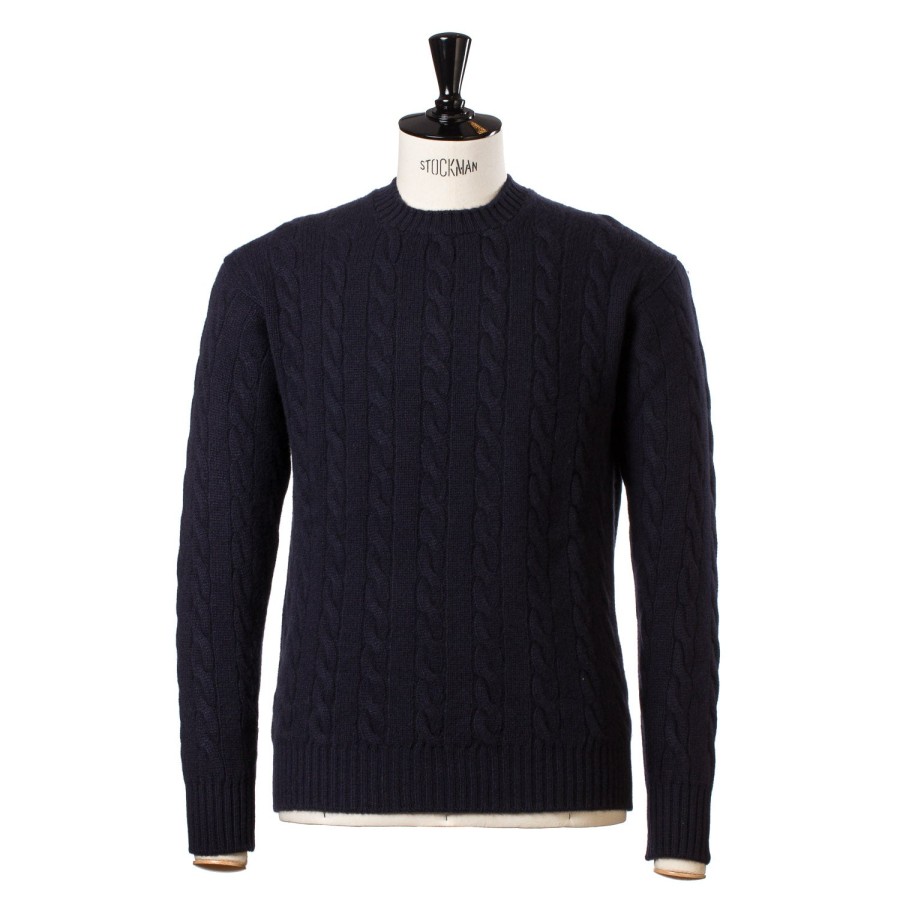 Knitwear | William Lockie Plait Jumper "Chirnside Cable" In Pure Scottish 4 Ply Cashmere Sweater