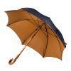 Umbrellas | Maglia Blue Umbrella With Light Brown Dots And Handle Made Of Chestnut Wood