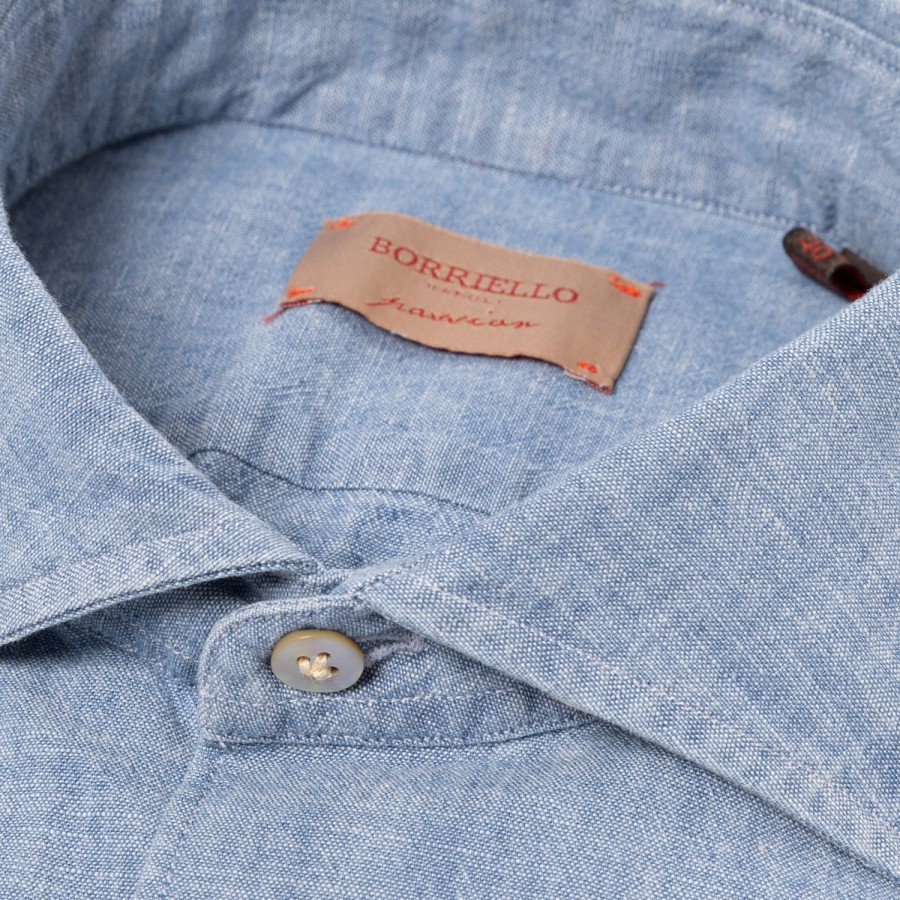 Casual Shirts | Borriello Vintage Prewashed Japanese Cotton Chambray Sport Shirt - Linea Passion