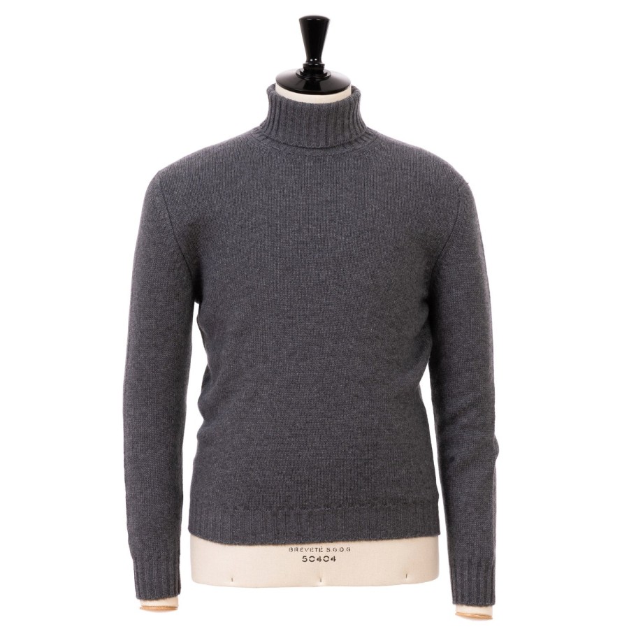 Knitwear | Fedeli Exclusively For Michael Jondral: Flannel Gray Turtleneck Sweater Made