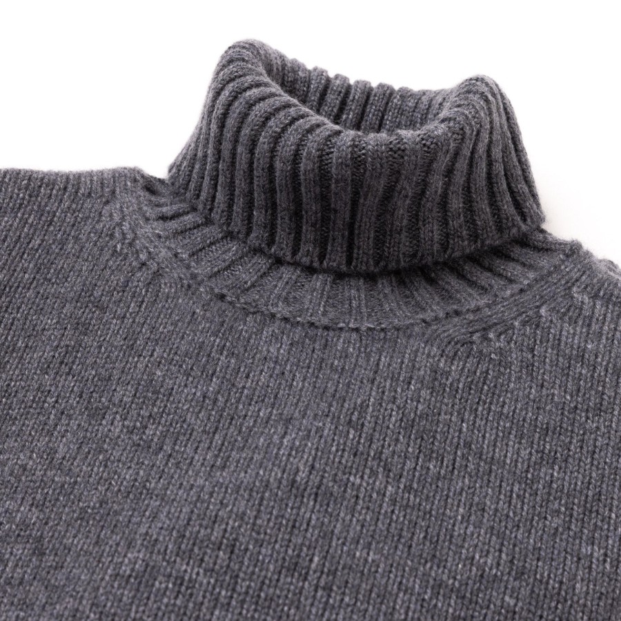 Knitwear | Fedeli Exclusively For Michael Jondral: Flannel Gray Turtleneck Sweater Made