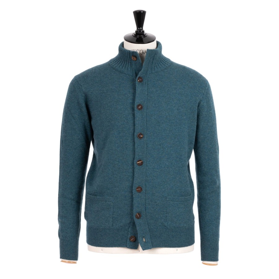 Knitwear | William Lockie Cardigan "Lakeland Turtle" In 2 Ply Geelong Lambswool