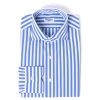 Shirts | Cesare Attolini Pure Cotton Striped Shirt "Cielo Azzurro" From Alumo - Collo Tom