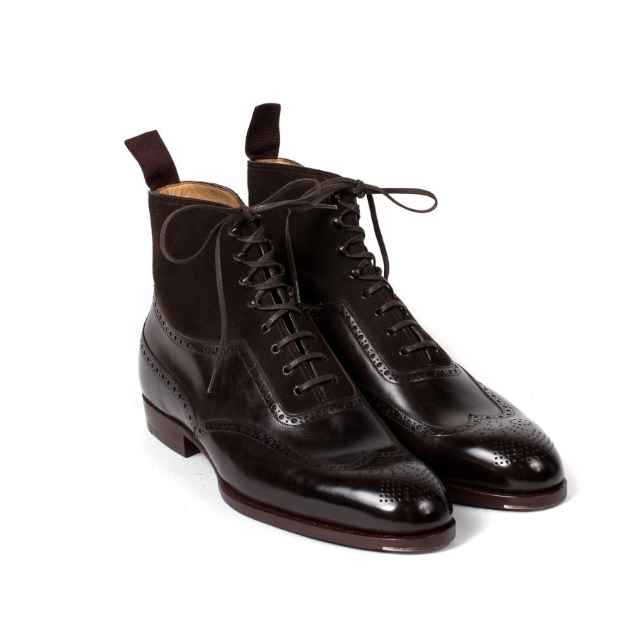 Mto | Saint Crispin's Boot "Fullbrogue-Oxford" Made Of Dark Brown Calfskin With Suede Shaft