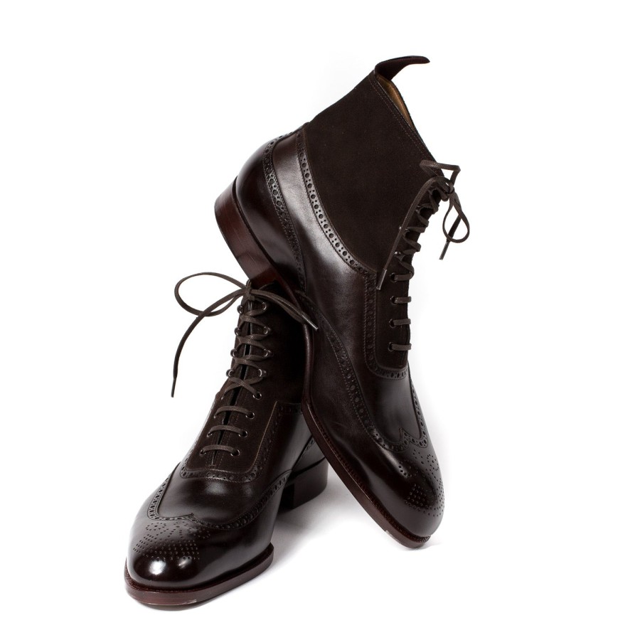 Mto | Saint Crispin's Boot "Fullbrogue-Oxford" Made Of Dark Brown Calfskin With Suede Shaft