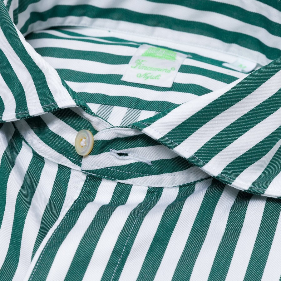 Casual Shirts | Finamore 1925 Striped Pure Cotton Sports Shirt "Strisce Dei Borboni" - Collo Simone-