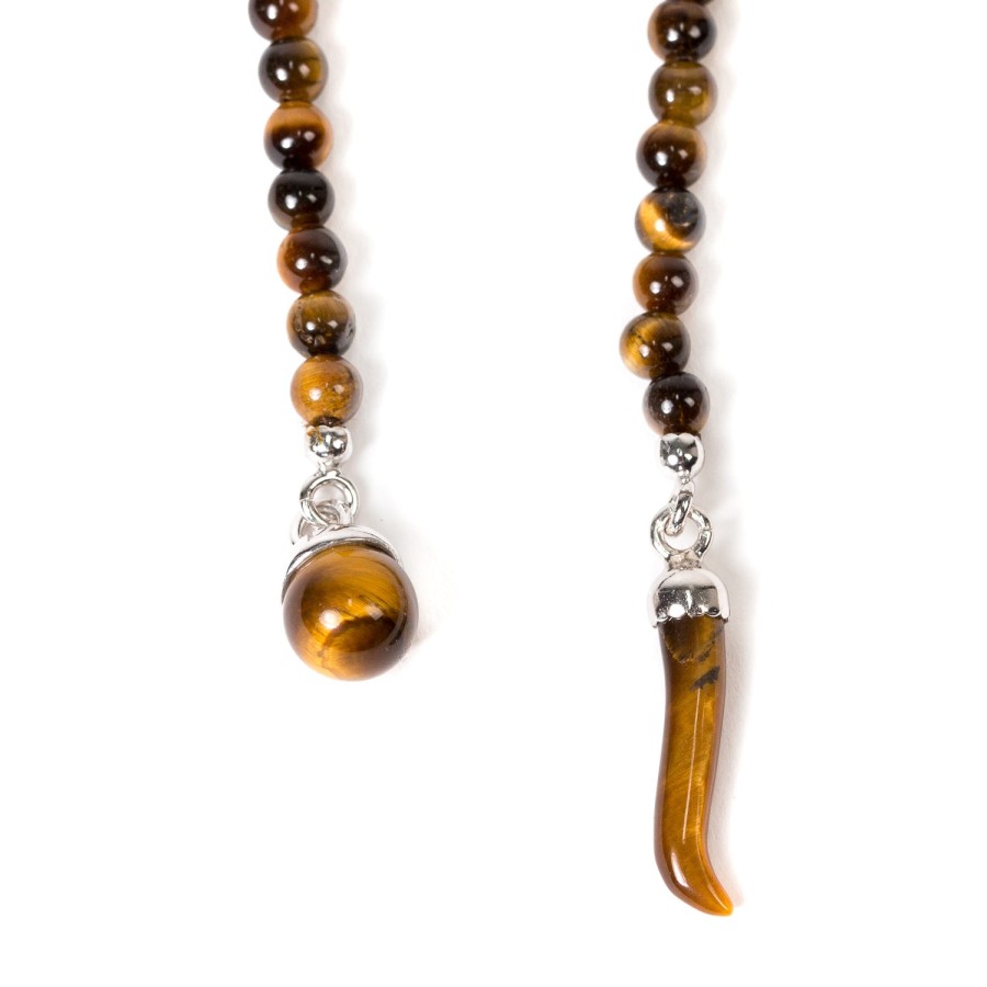 Cufflinks & Jewelry | Barbarulo Napoli Lapel Chain "Tiger'S Eye Ball" Made Of Sterling Silver - Purely Handcr