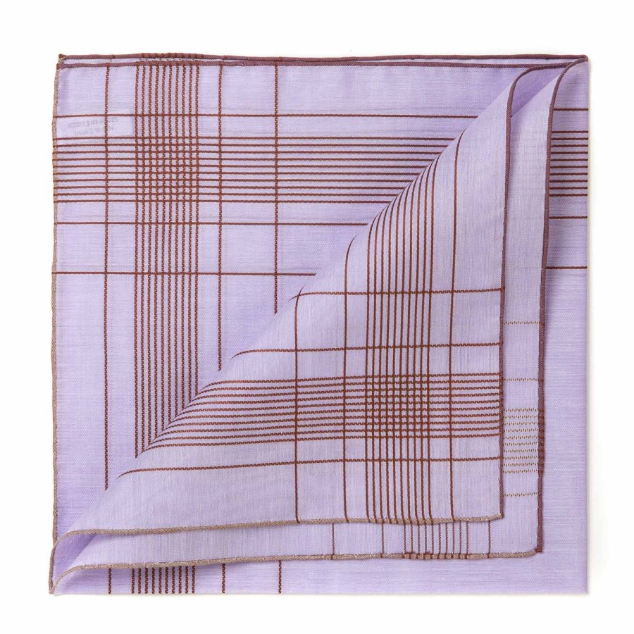 Taschentucher | Simonnot-Godard Lilac Patterned Handkerchief "Harlan" Made Of Cotton