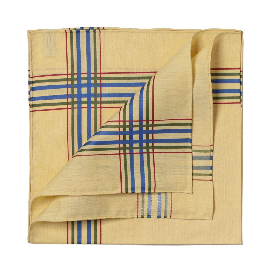 Taschentucher | Simonnot-Godard Yellow Patterned Cotton Handkerchief