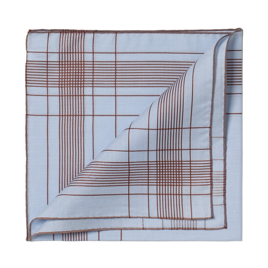 Taschentucher | Simonnot-Godard Light Blue Patterned Cotton Handkerchief