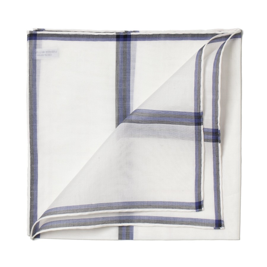 Handkerchiefs | Simonnot-Godard White Patterned Cotton Pocket Square