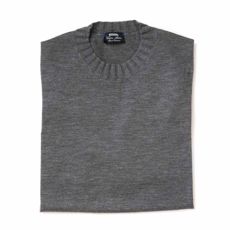 Knitwear | Cesare Attolini Gray Pullover "Duvet" Made Of Pure Cashmere