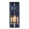 Braces | Albert Thurston Dark Blue "Rigid Plain" Suspenders To Button