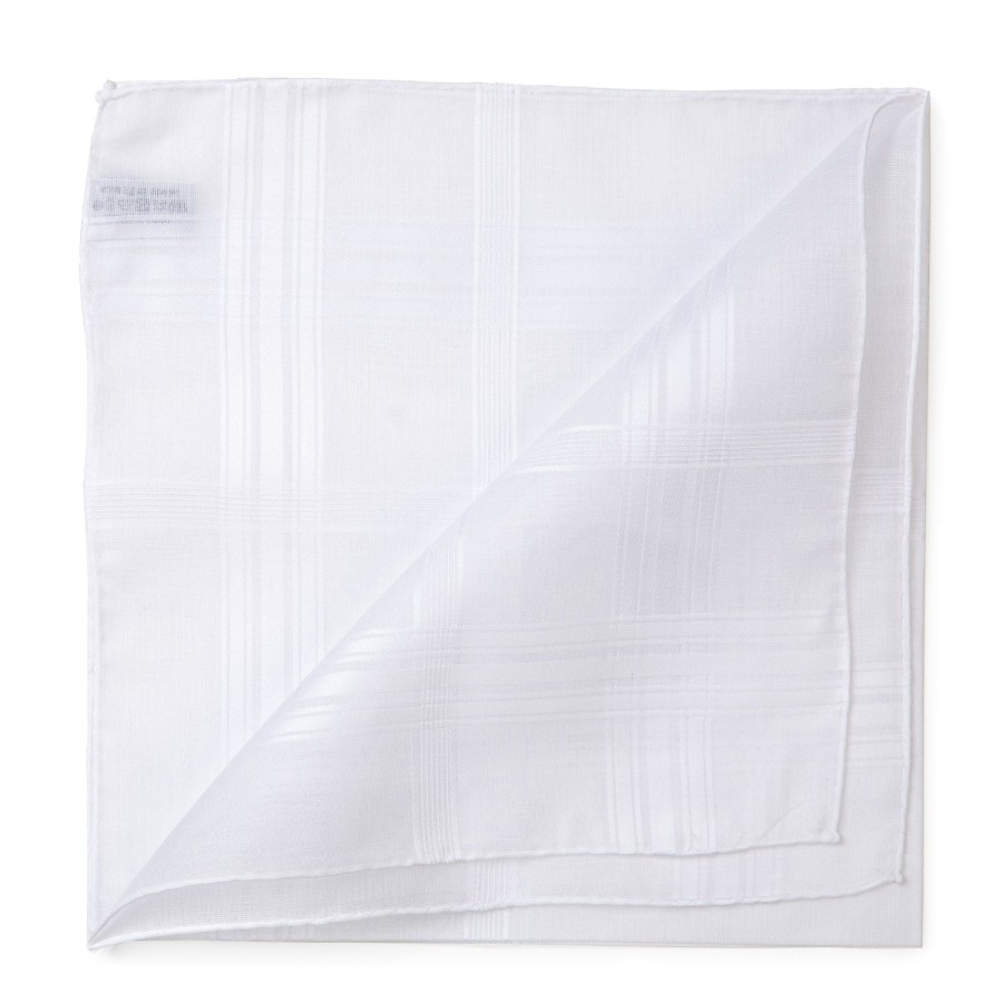 Taschentucher | Simonnot-Godard White Patterned Cotton Handkerchief "Renaissance"