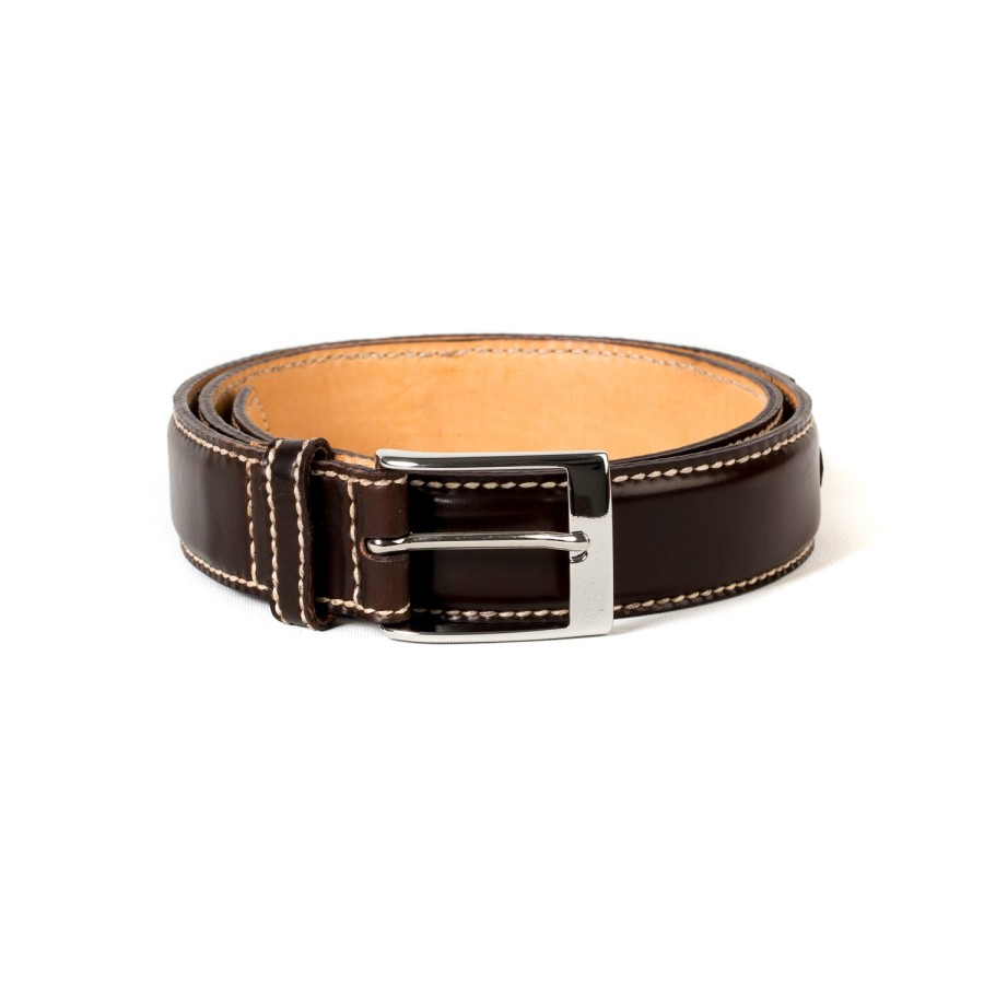 Belts | Saint Crispin's Belt Made Of Dark Brown "Horween Chicago" Horse Leather - Hand-Polished