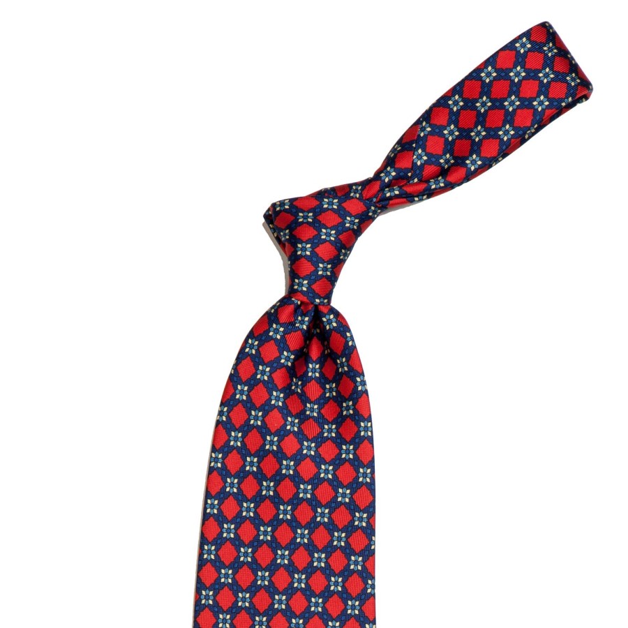 Ties | E. Marinella Dark Blue Patterned Silk Tie