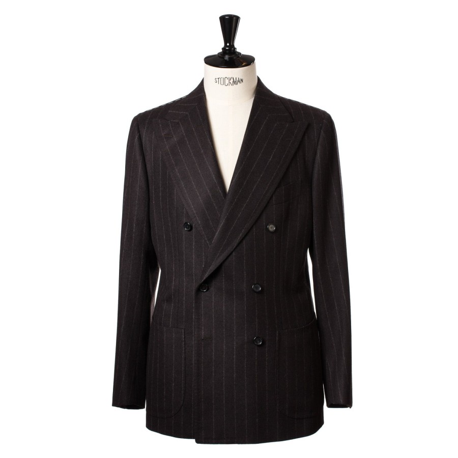 Suit & Jacket | Cesare Attolini Brown Suit "Chalk Stripe" Made Of English Wool - Fox Heritage Flannel