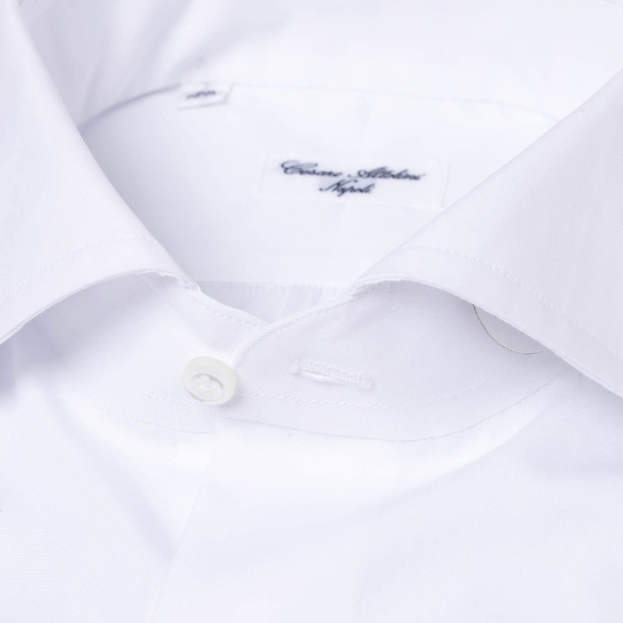 Shirts | Cesare Attolini White Pure Egyptian Cotton Shirt From Alumo - Collo Tom