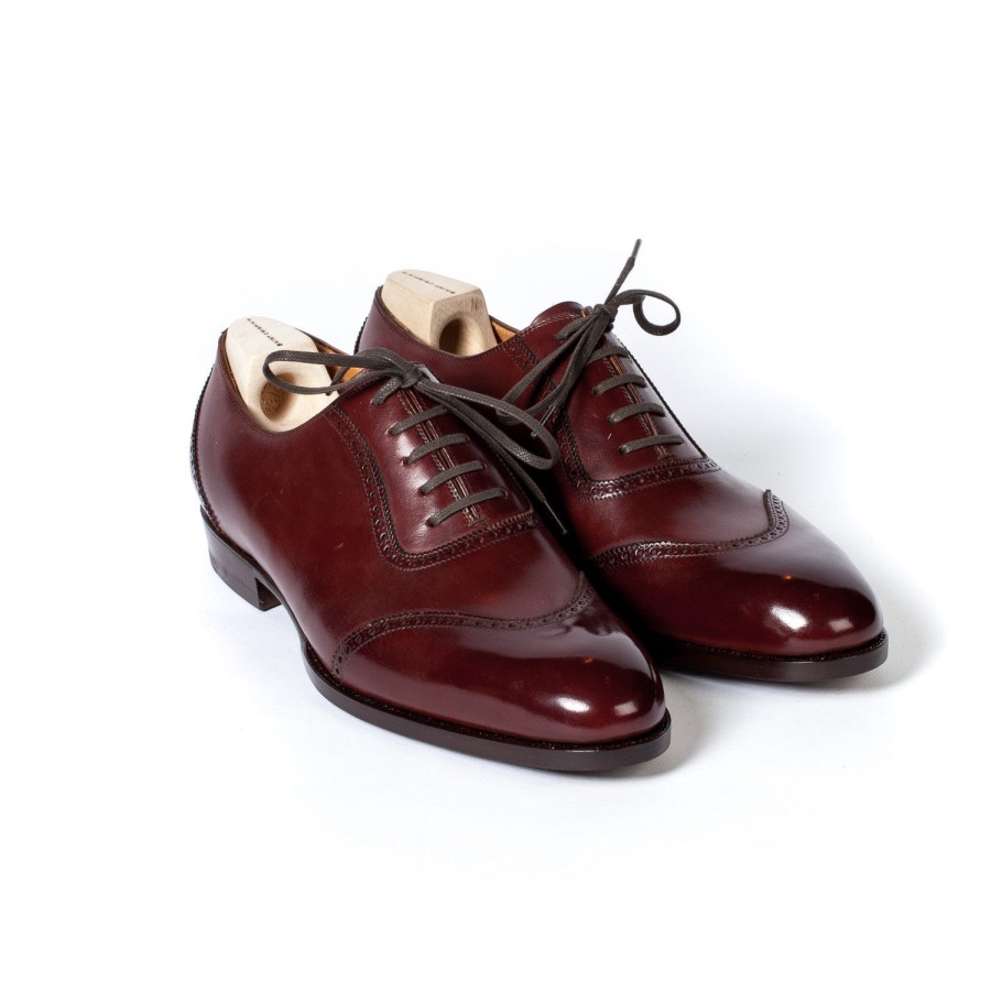 Mto | Saint Crispin's Oxford "Queens" In Burgundy-Colored Calfskin - Hand-Colored