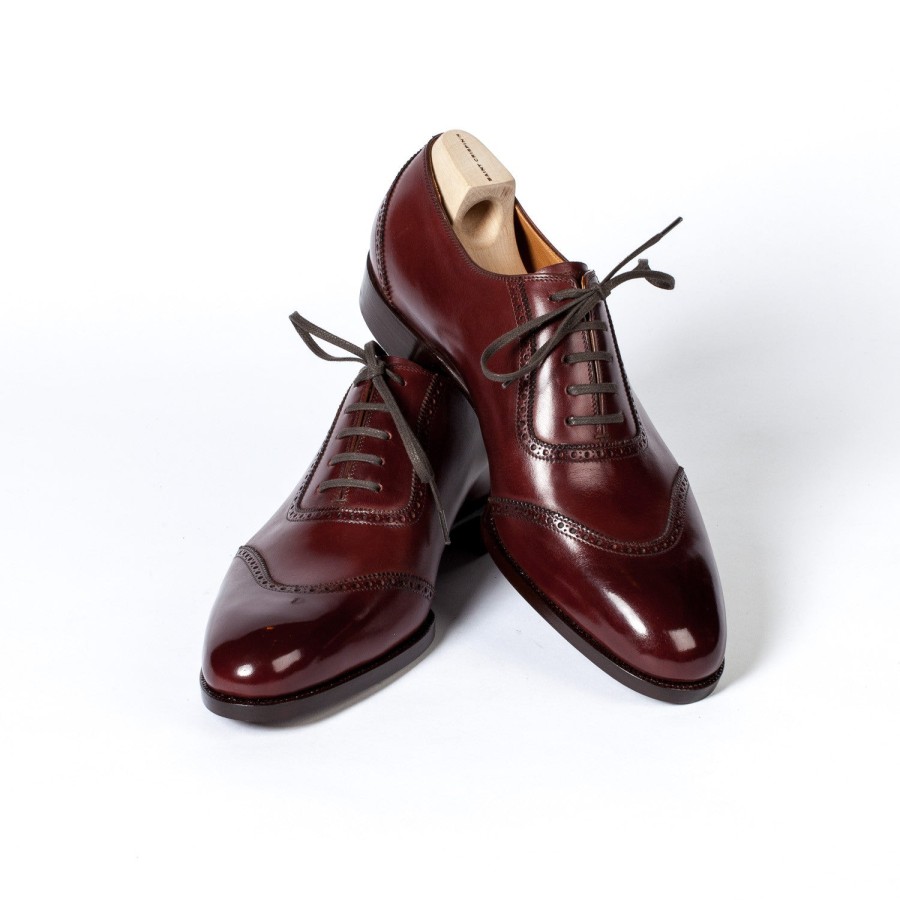 Mto | Saint Crispin's Oxford "Queens" In Burgundy-Colored Calfskin - Hand-Colored