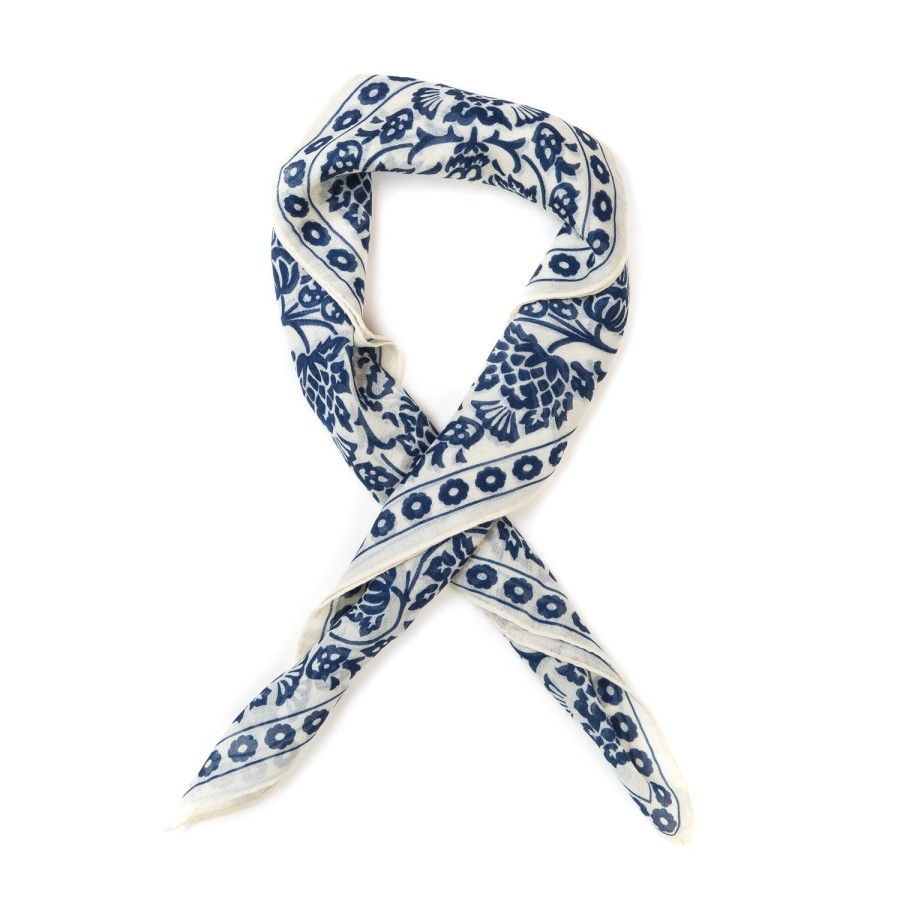 Scarfs | Anderson u0026 Sheppard Neck-Square "Provence Geometric" Made Of Cashmere And Silk