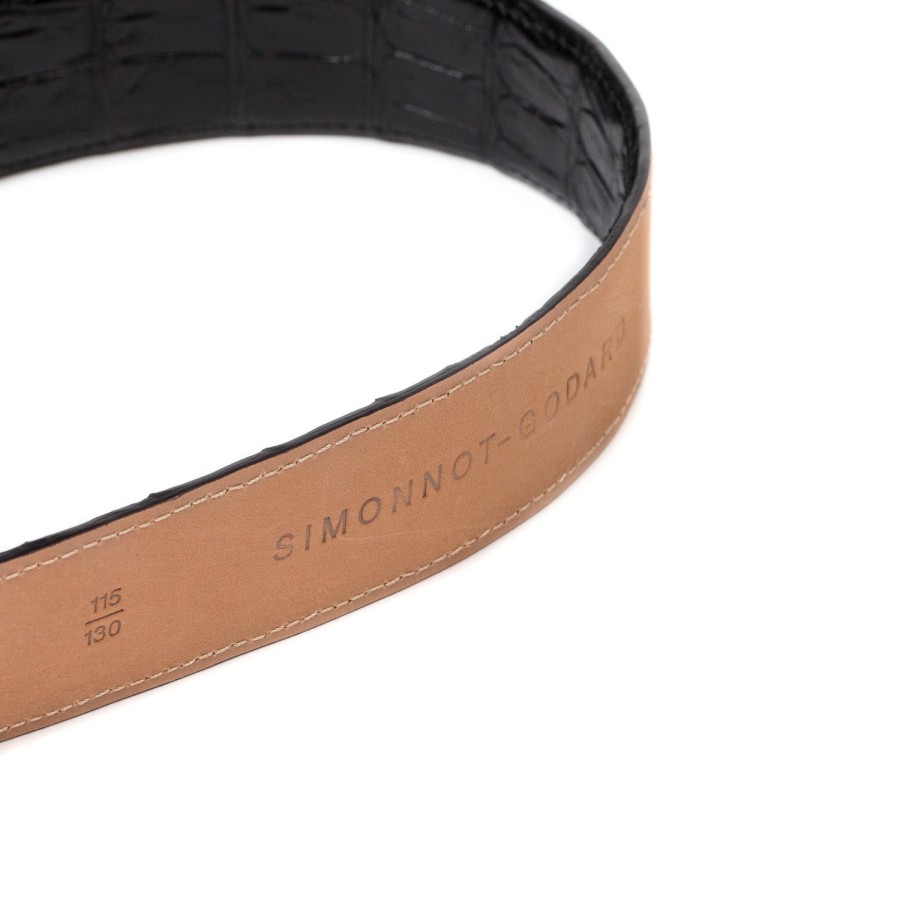 Belts | Simonnot-Godard Belt Made Of Black Crocodile Leather - Handcrafted