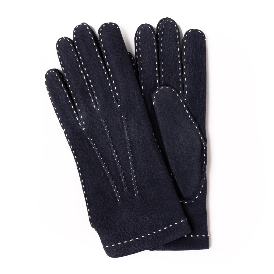 Gloves | Thomas Riemer Wien Gloves "Baden" Made Of Calf Nubuck With Cashmere Lining - Hand Sewn