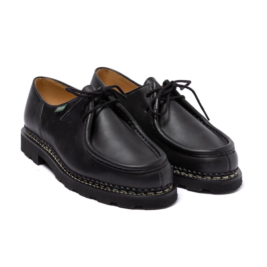 S | Paraboot Black Derby "Michael" Made Of Waxed Calf Leather