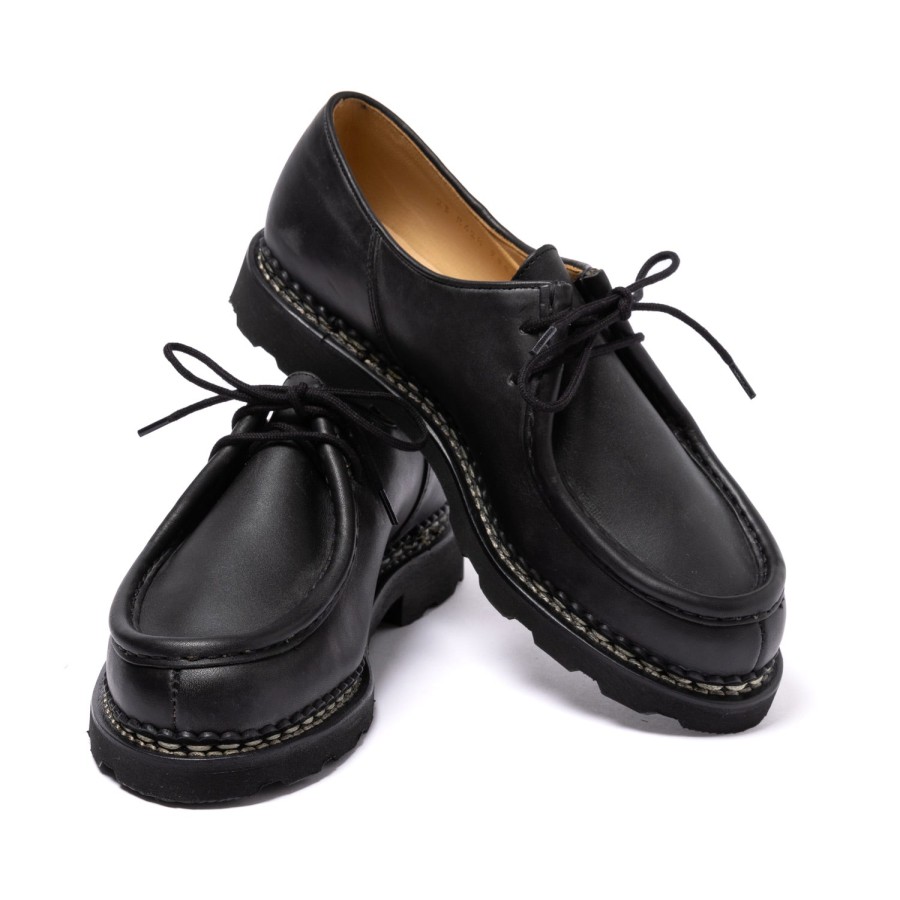 S | Paraboot Black Derby "Michael" Made Of Waxed Calf Leather