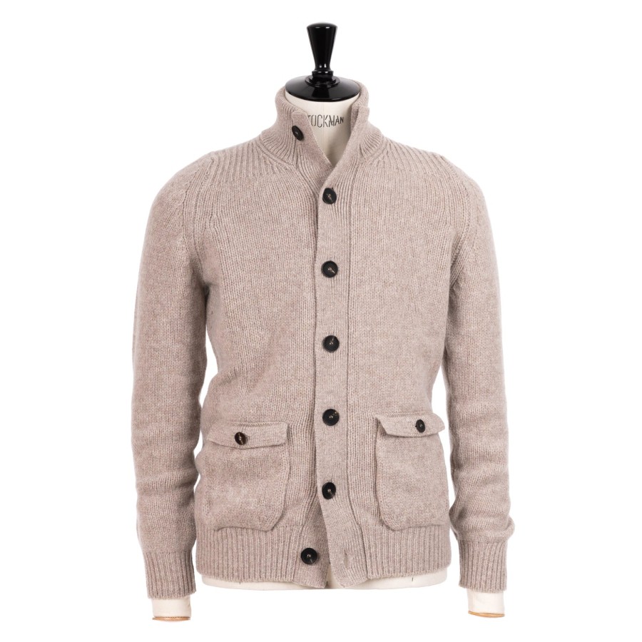 Knitwear | William Lockie Cardigan "Lomond Knit-Bomber" In 4 Ply Geelong Lambswool