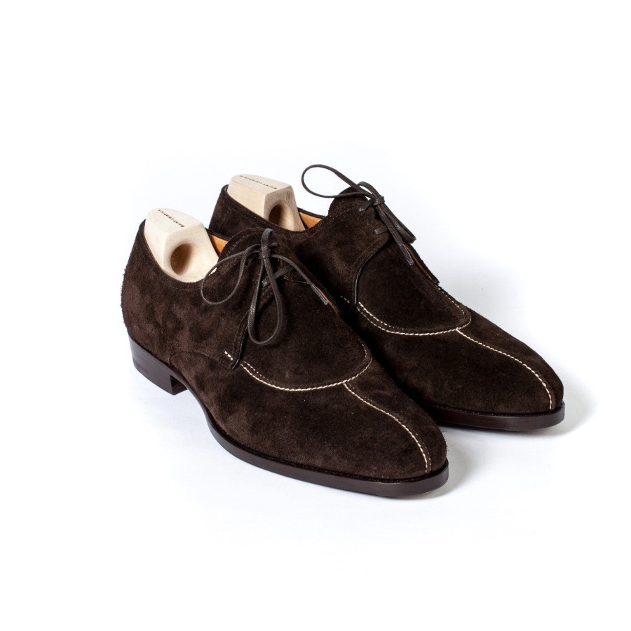 Mto | Saint Crispin's Serie! Derby "French Norwegian" Made Of Dark Brown Suede