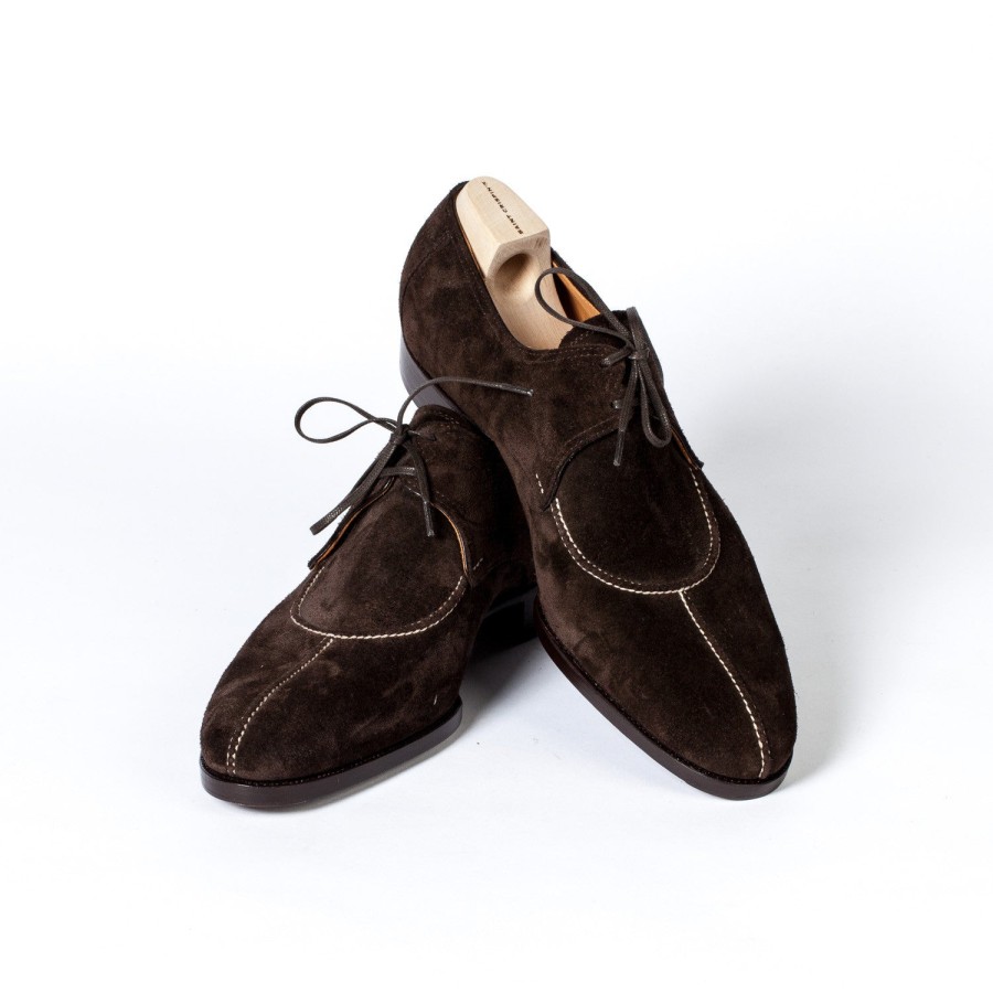 Mto | Saint Crispin's Serie! Derby "French Norwegian" Made Of Dark Brown Suede