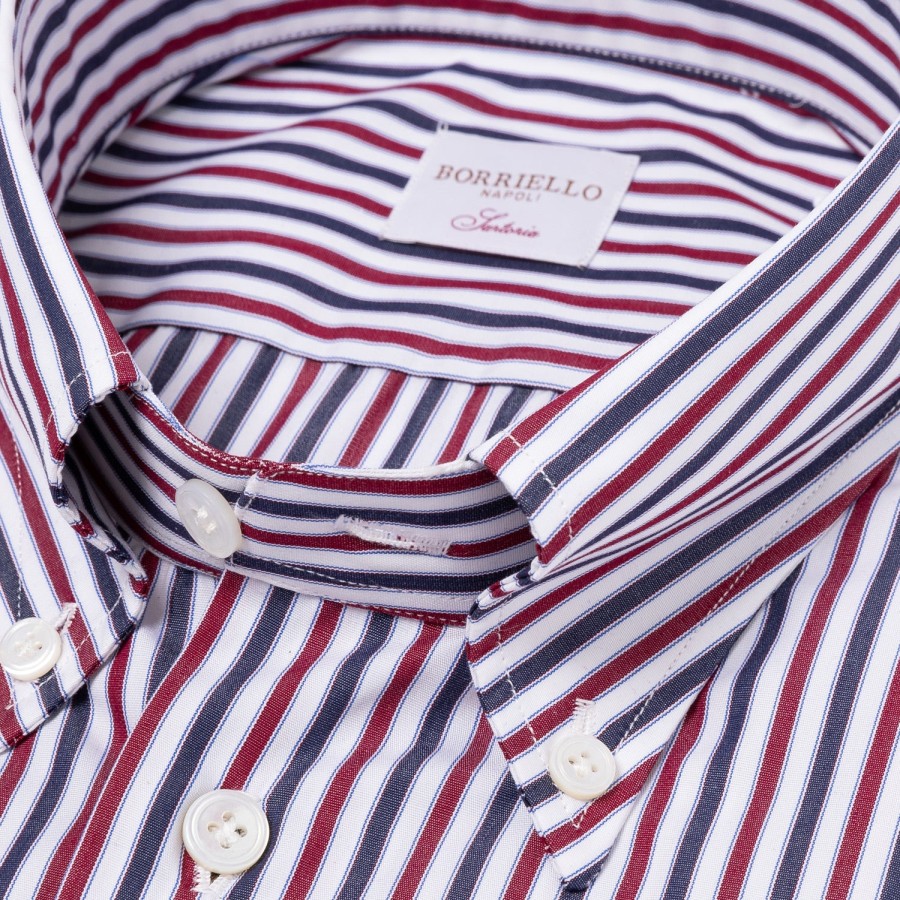 Shirts | Borriello Striped Shirt "Stile Inglese" With Button Down And Sport Cuff - Handma