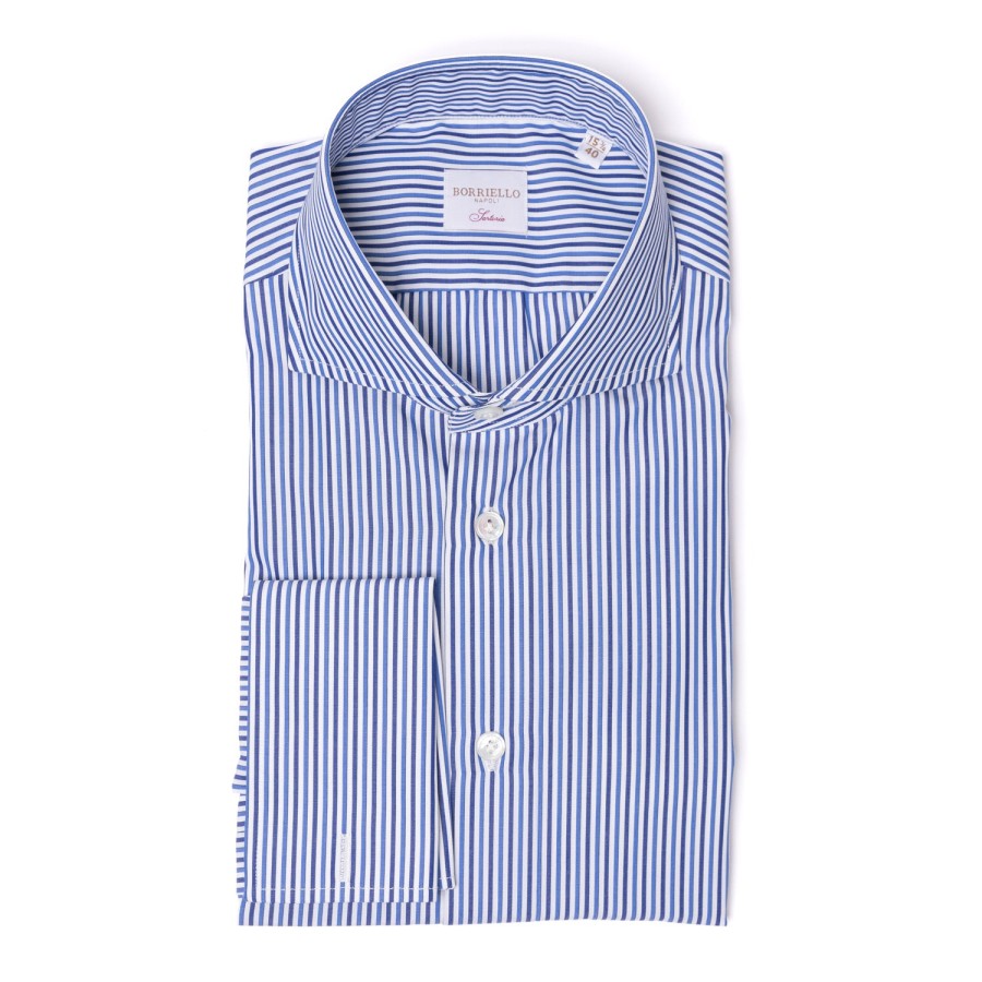 Shirts | Borriello Striped Shirt "Stile Londra" With Double Cuff - Handmade