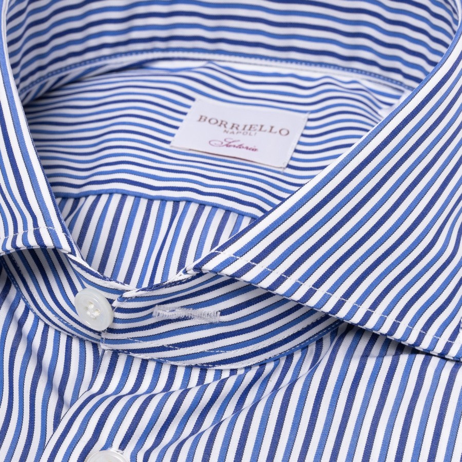 Shirts | Borriello Striped Shirt "Stile Londra" With Double Cuff - Handmade