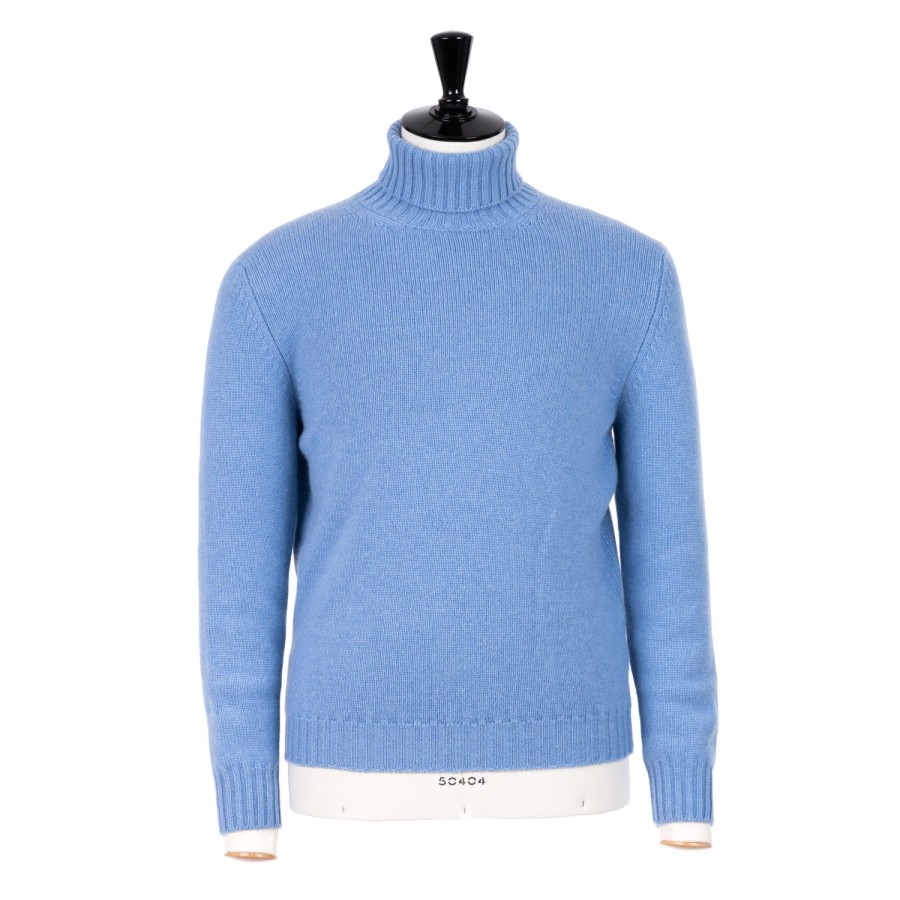 Knitwear | Fedeli Exclusive To Michael Jondral: Azure Blue Scottish 4-Ply Cashmere Turtl