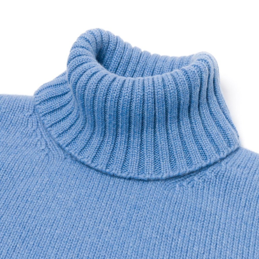 Knitwear | Fedeli Exclusive To Michael Jondral: Azure Blue Scottish 4-Ply Cashmere Turtl