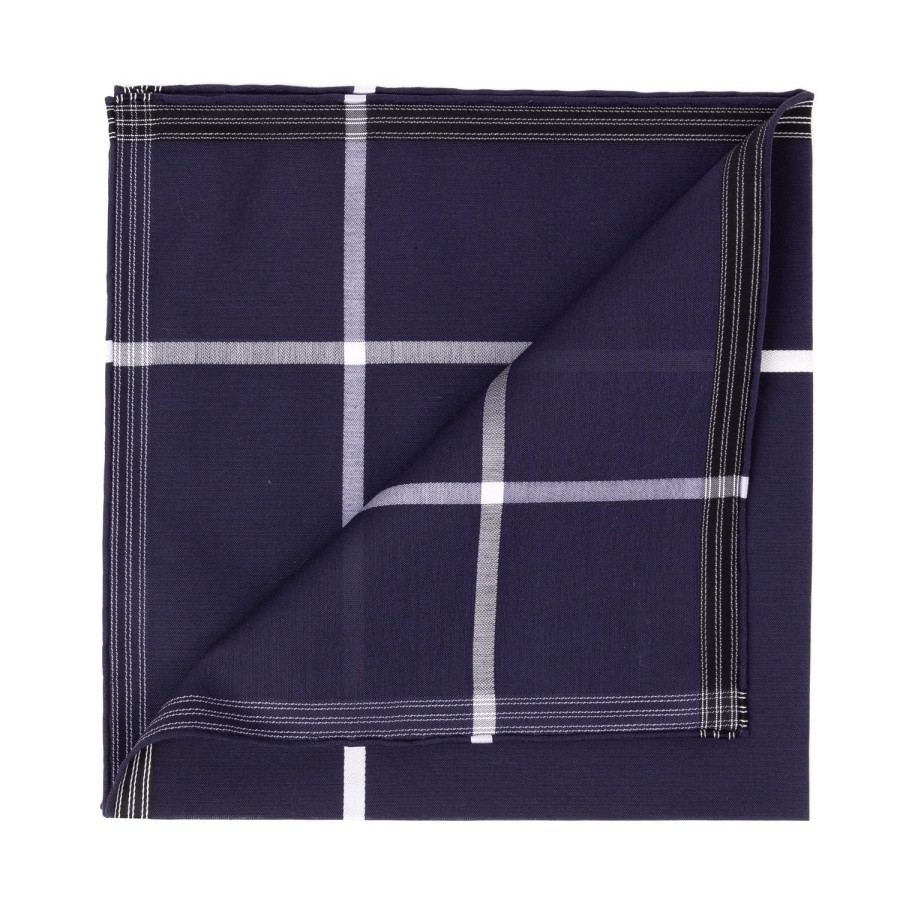 Taschentucher | Simonnot-Godard Blue Patterned Handkerchief "Socotra" Made Of Fine Cotton - Hand-Rolle