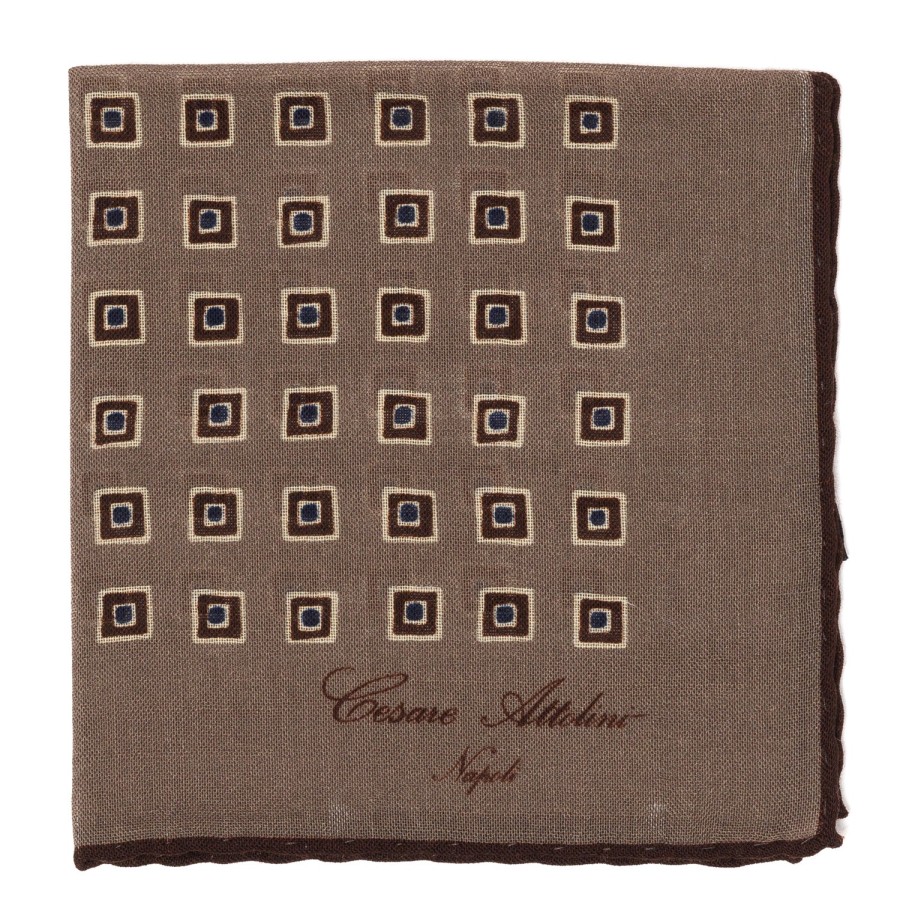 Handkerchiefs | Cesare Attolini Pure Wool Pocket Square "Medaglioni Incornicato