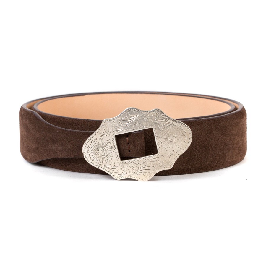 Belts | Silver Ostrich Silver Ostrich X Mj: Western-Gurtel "New Mexico" Aus Dunkelbraunem Wil