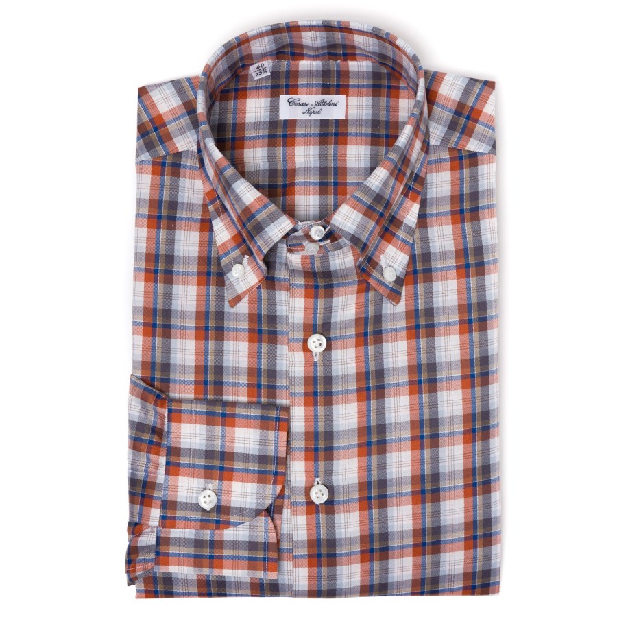 Shirts | Cesare Attolini Checked Shirt "Lusso Sportivo" In A Cotton Twill From Carlo Riva - Col