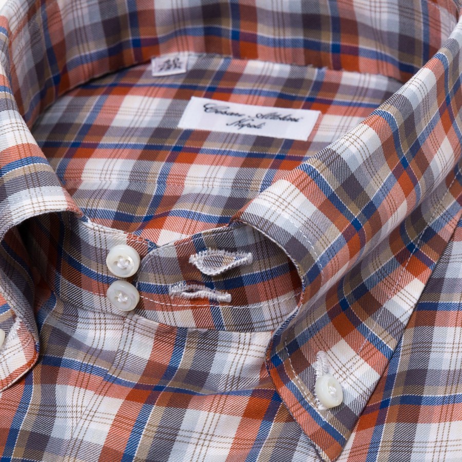 Shirts | Cesare Attolini Checked Shirt "Lusso Sportivo" In A Cotton Twill From Carlo Riva - Col