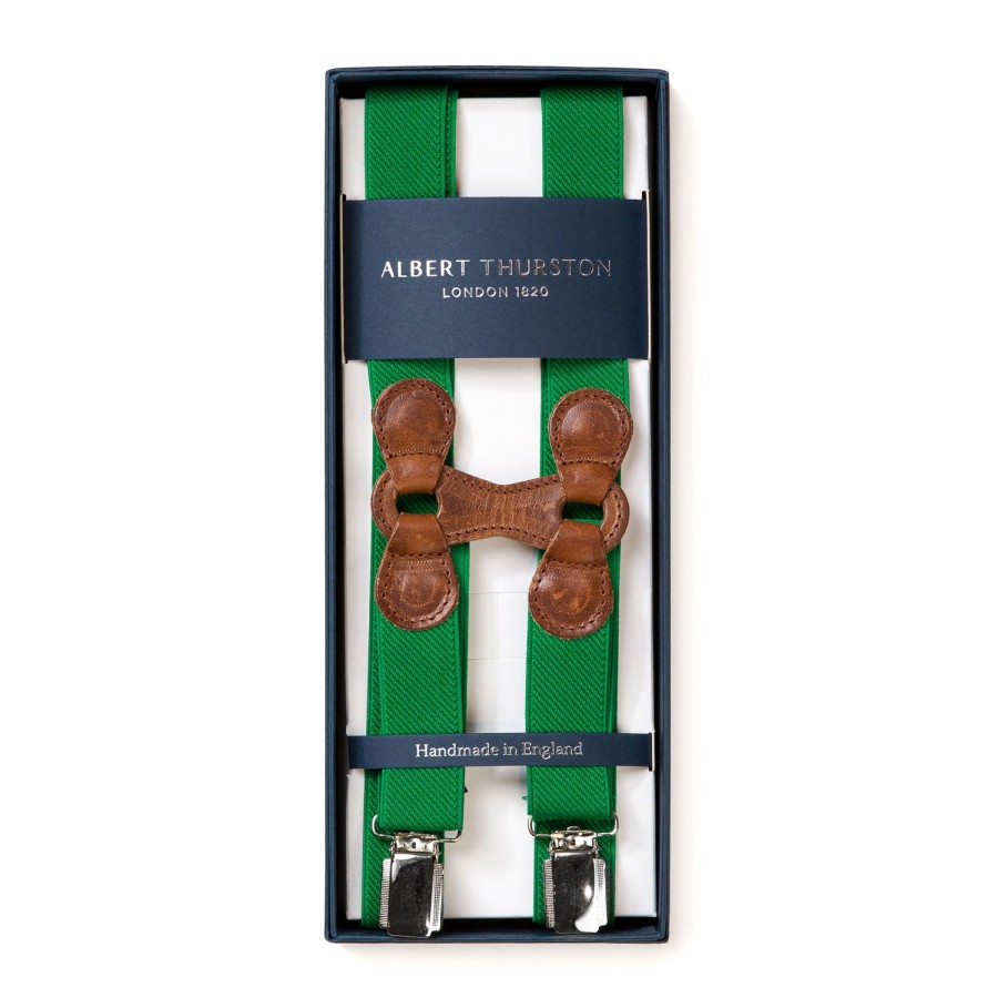 Braces | Albert Thurston May Green Elastic Braces "Infinity" With Clips