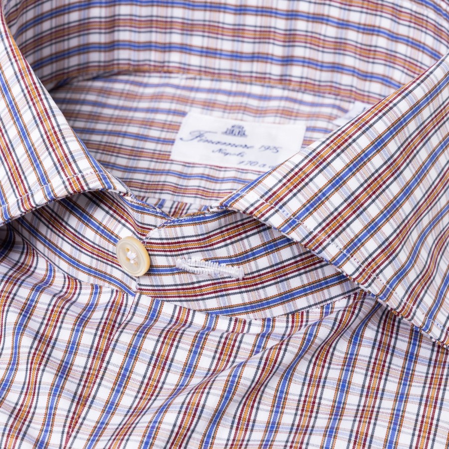 Shirts | Finamore 1925 Shirt "Scacchi Reali" In Finest Alumo Cotton - Collo Eduardo