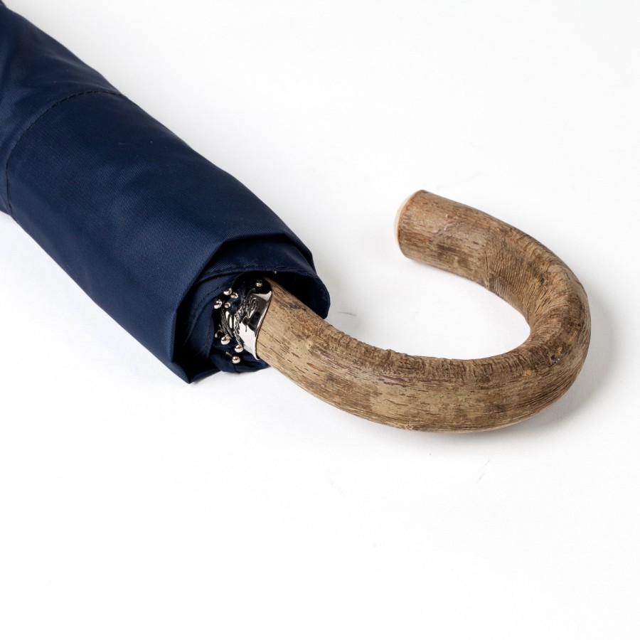 Umbrellas | Maglia Blue Telescopic Umbrella With Wooden Handle