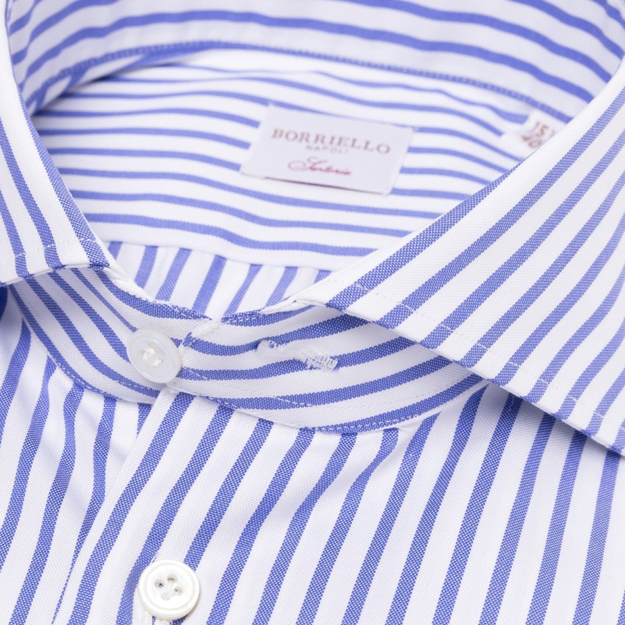 Shirts | Borriello Pure Cotton Striped Shirt "Jermyn Stripe" - Handmade