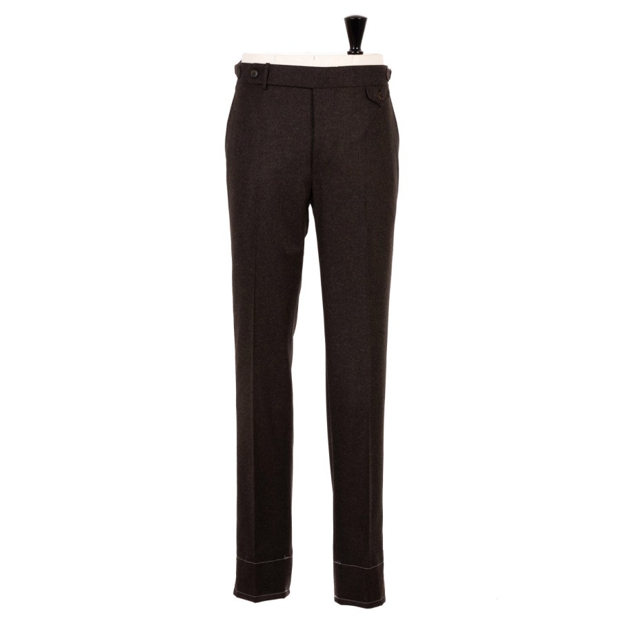 Trousers | Rota Sartorial Exclusively For Michael Jondral: Brown Flannel Pants Made Of Pure Wool