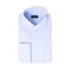 Shirts | Finamore 1925 Light Blue Pure Cotton Shirt "Fil A Fil" From Alumo - Collo Sergio