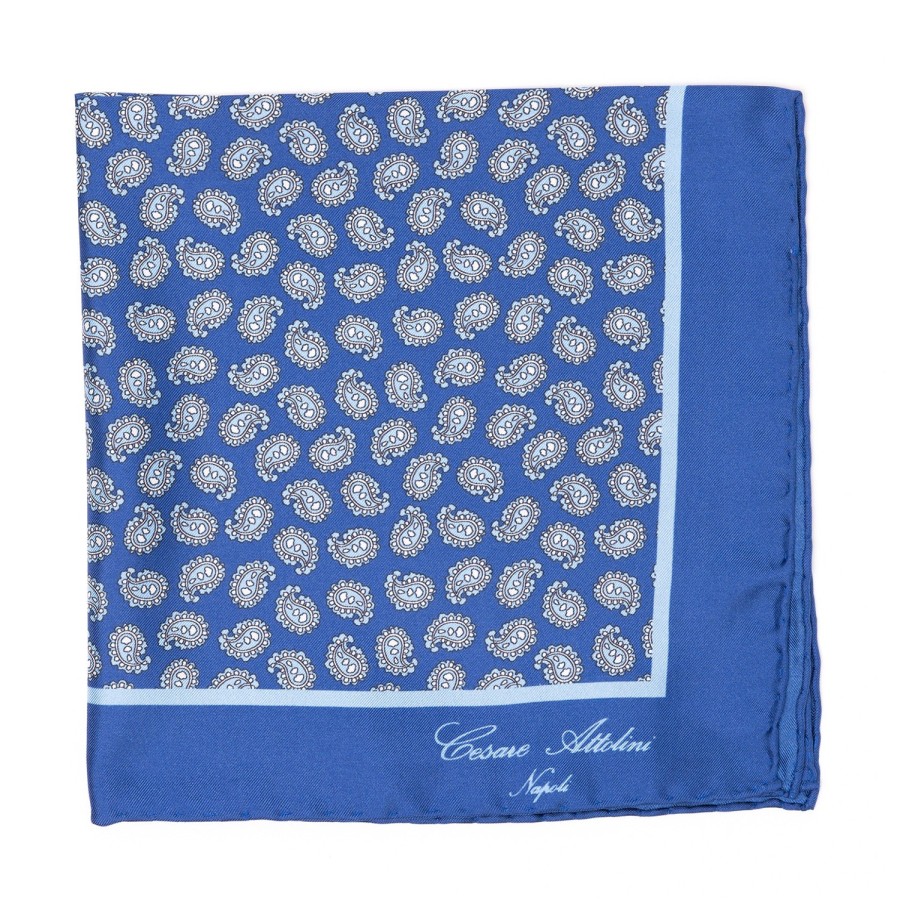 Handkerchiefs | Cesare Attolini Limited Edition: Pure Silk Pocket Square "Paisley Danzante" - Handroll