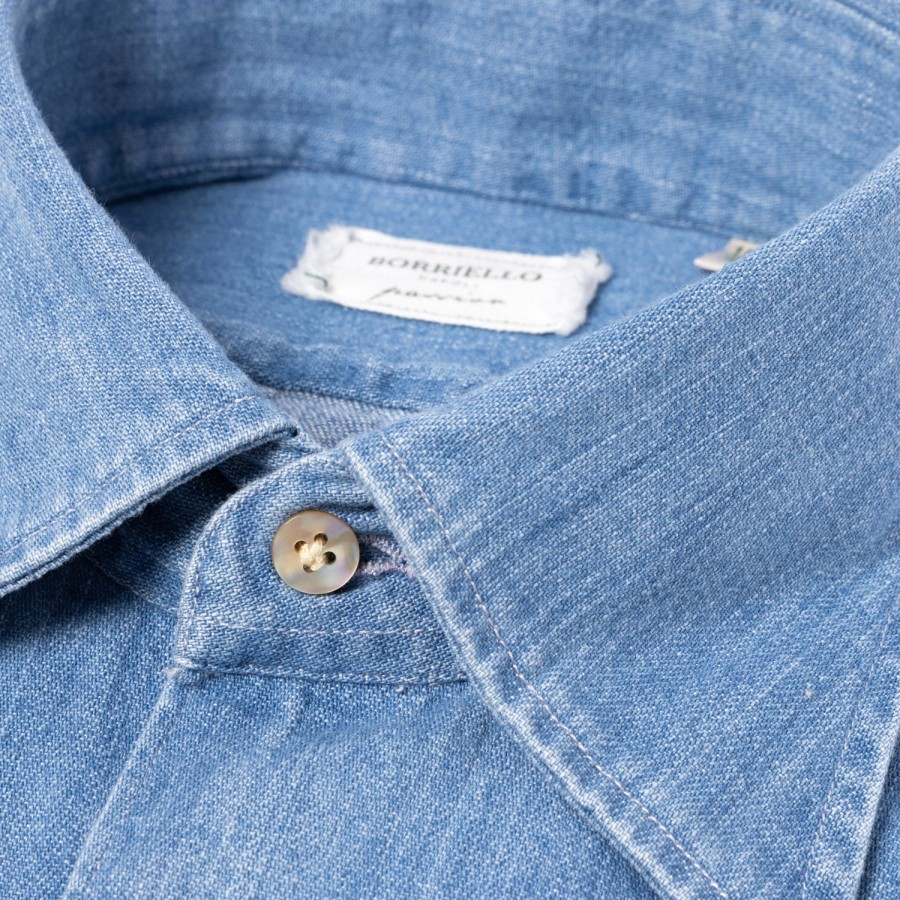 Casual Shirts | Borriello Vintage Prewashed Japanese Cotton Denim Sport Shirt